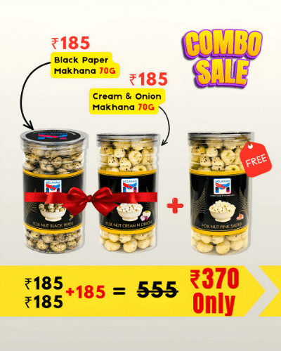 Makhana Combo Pack | Black Pepper + Cream & Onion + FREE Salted Makhana