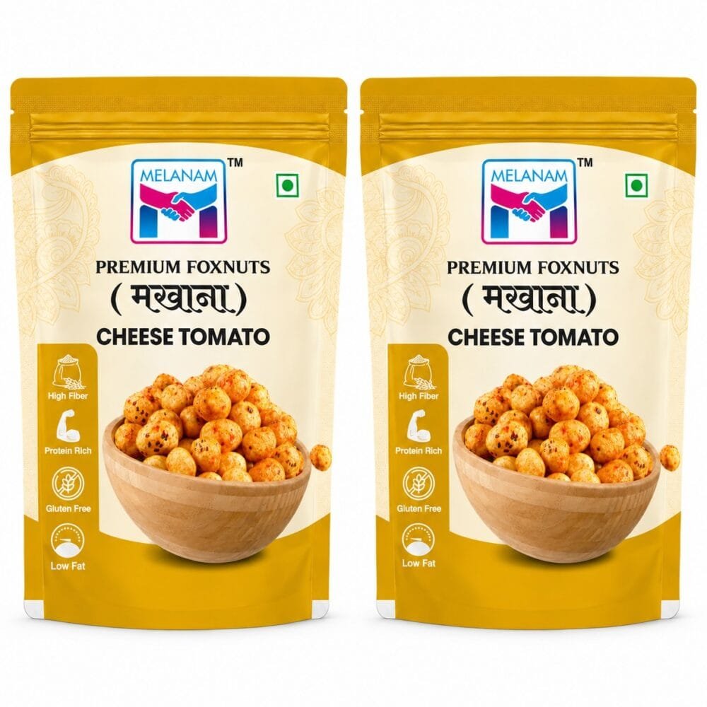 Roasted Makhana Cheese Tomato Flavoured Fox Nuts, Pack of 2, 60g x 2 Pouches